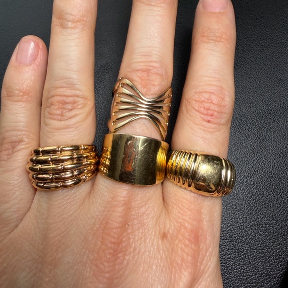 Set of Vintage Gold Tone Statement Ring Lot (7) - Picture 7 of 16